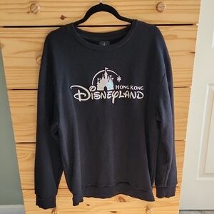 Disney Black Crewneck Men's Sweater with Hong Kong Disneyland Design